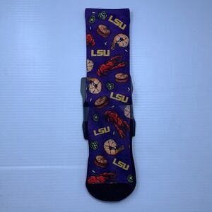 Rock Em Mens L Purple LSU Tigers Crawfish Boil Crew Socks NWT
